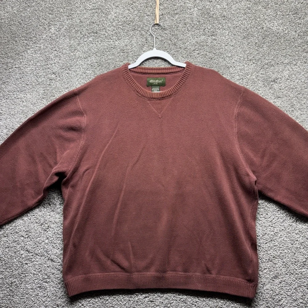 Eddie Bauer Maroon Mens XXL Crewneck Pullover Knit Sweater Long Sleeve Australia